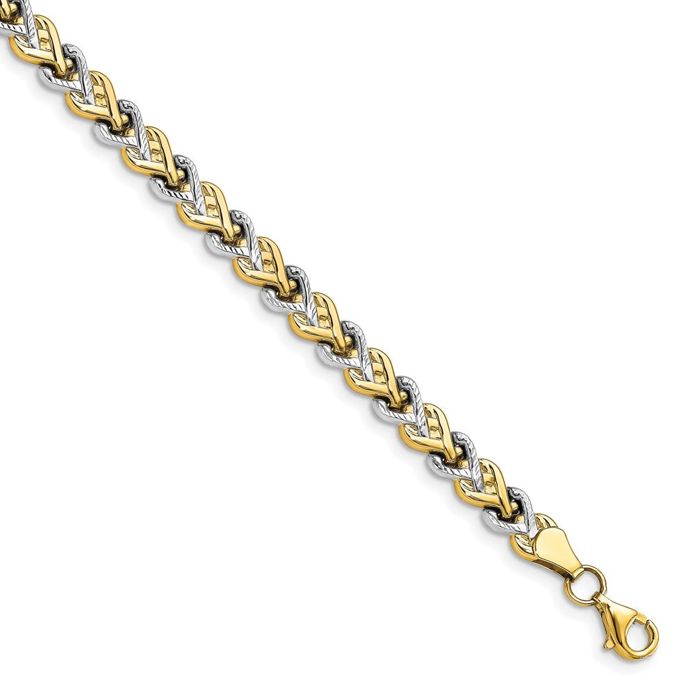 10K Rhodium-plated Polished D/C Bracelet 7.5  inches