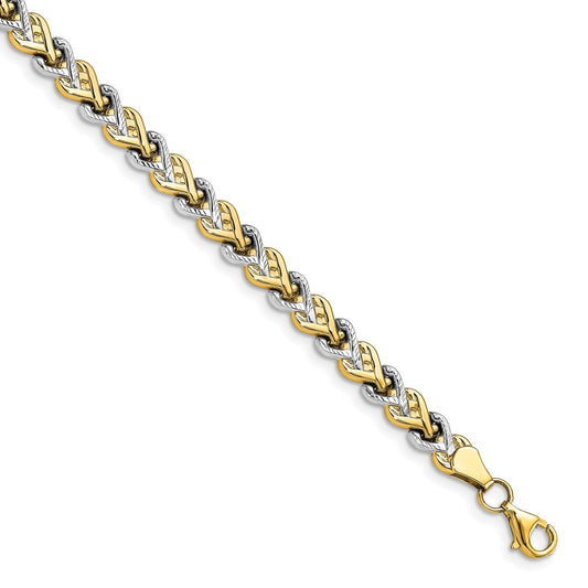 10K Rhodium-plated Polished D/C Bracelet 7.5  inches