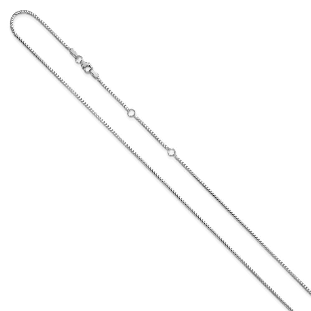 10K White Gold 1.25mm Franco 1in+1in Adjustable Chain