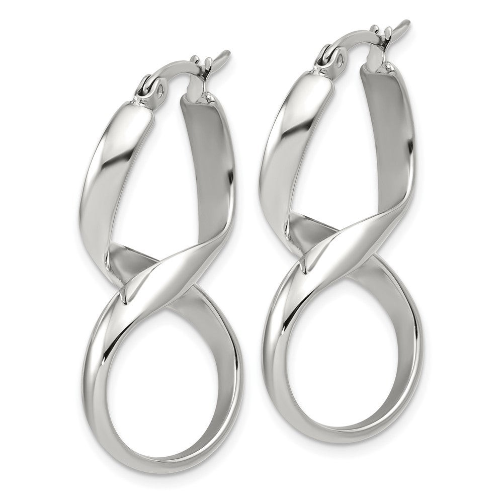 Stainless Steel Polished Infinity Symbol Twist Hoop Earrings