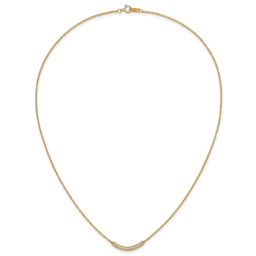 14k Diamond Curved Bar 18 inch Necklace