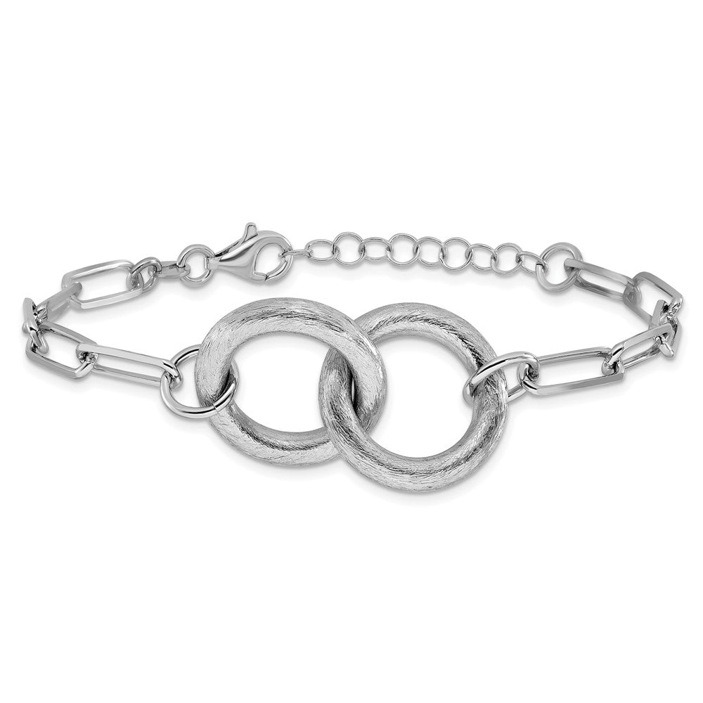 Sterling Silver Rhod-plated Fancy Link with 1.25in ext. Bracelet 8.25  inches