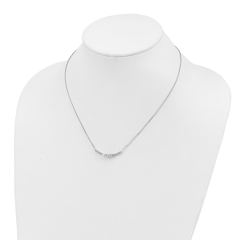 14k White Gold 3/4 carat Lab Grown Diamond VS/SI+ G+ 18 inch Fancy Bar Necklace
