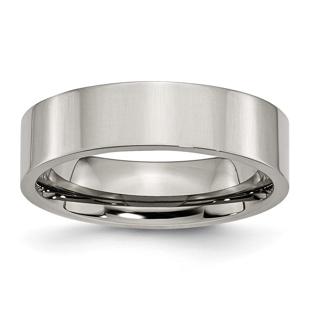 Titanium Polished 6mm Flat Band Size - 11.5