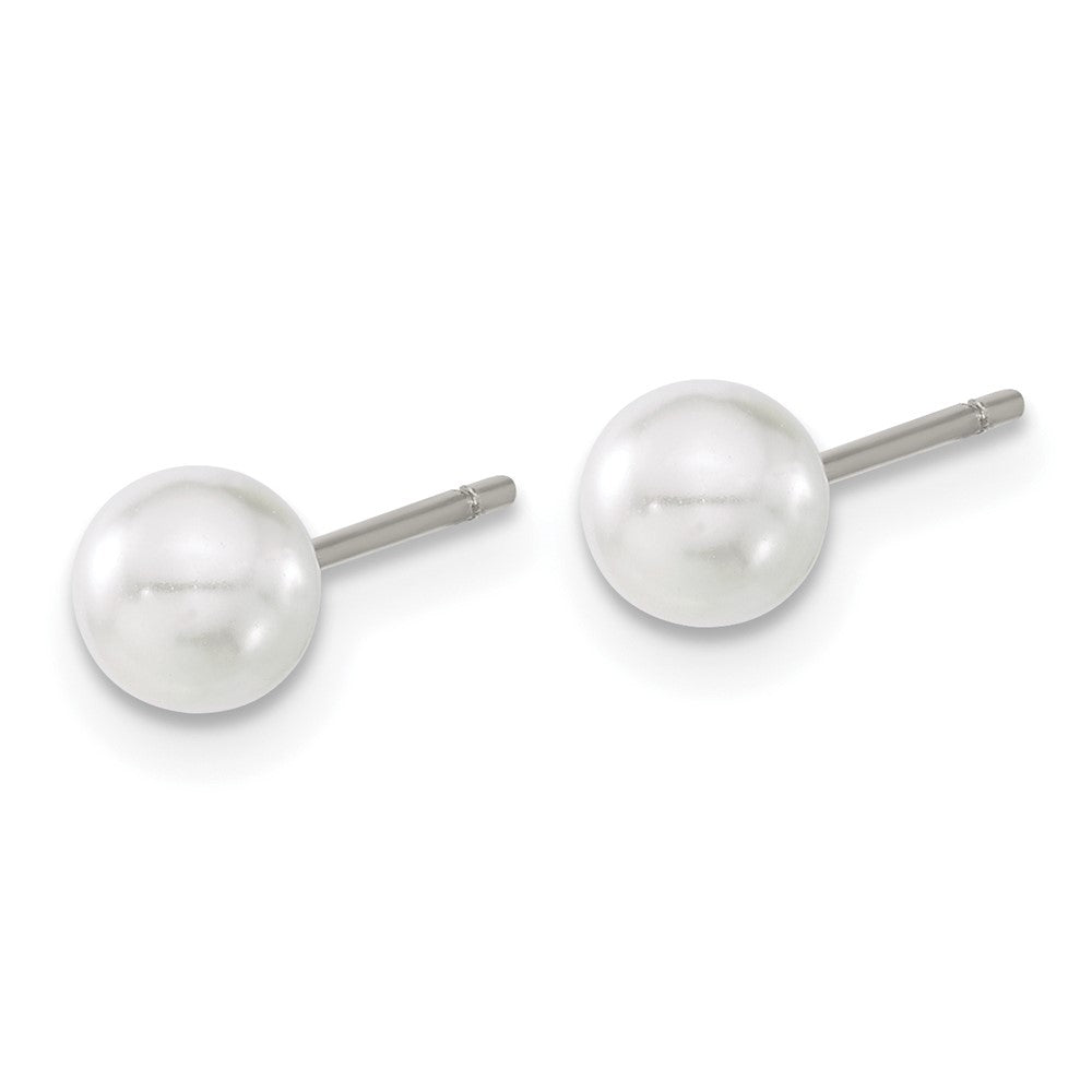 Titanium Polished 5mm Imitation Pearl Post Earrings