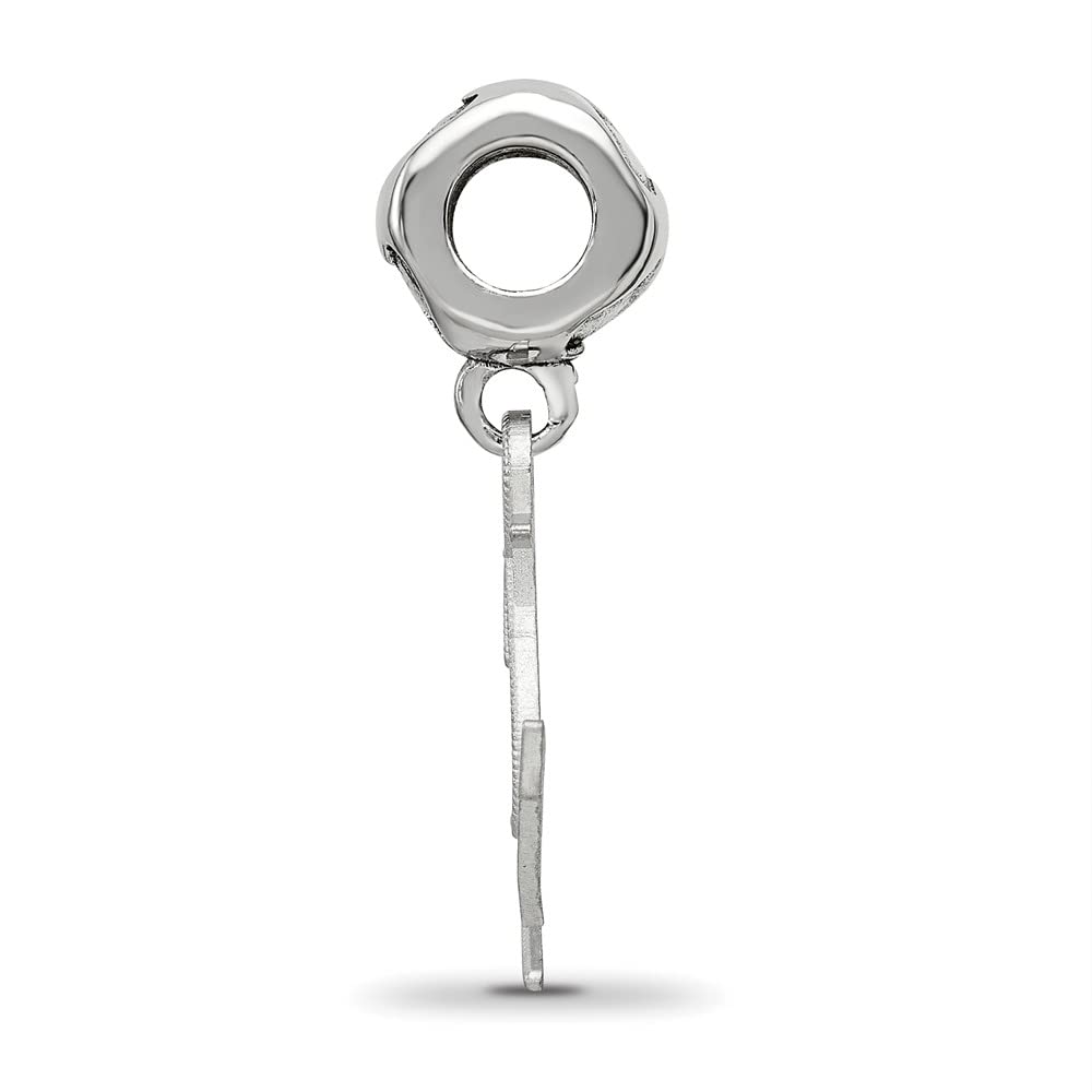 Sterling Silver Rhodium-plated LogoArt Delta Gamma Anchor on Heart Bead