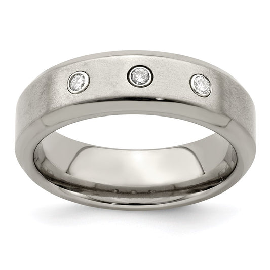 Edward Mirell Titanium Beveled .09 ct Dia w/Sterling Silver Bezel Band