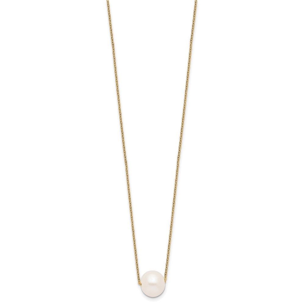 Sterling Silver Gold-tone 10-11mm White Near-Round Freshwater Cultured Pearl 17 inch Necklace 17 Inches