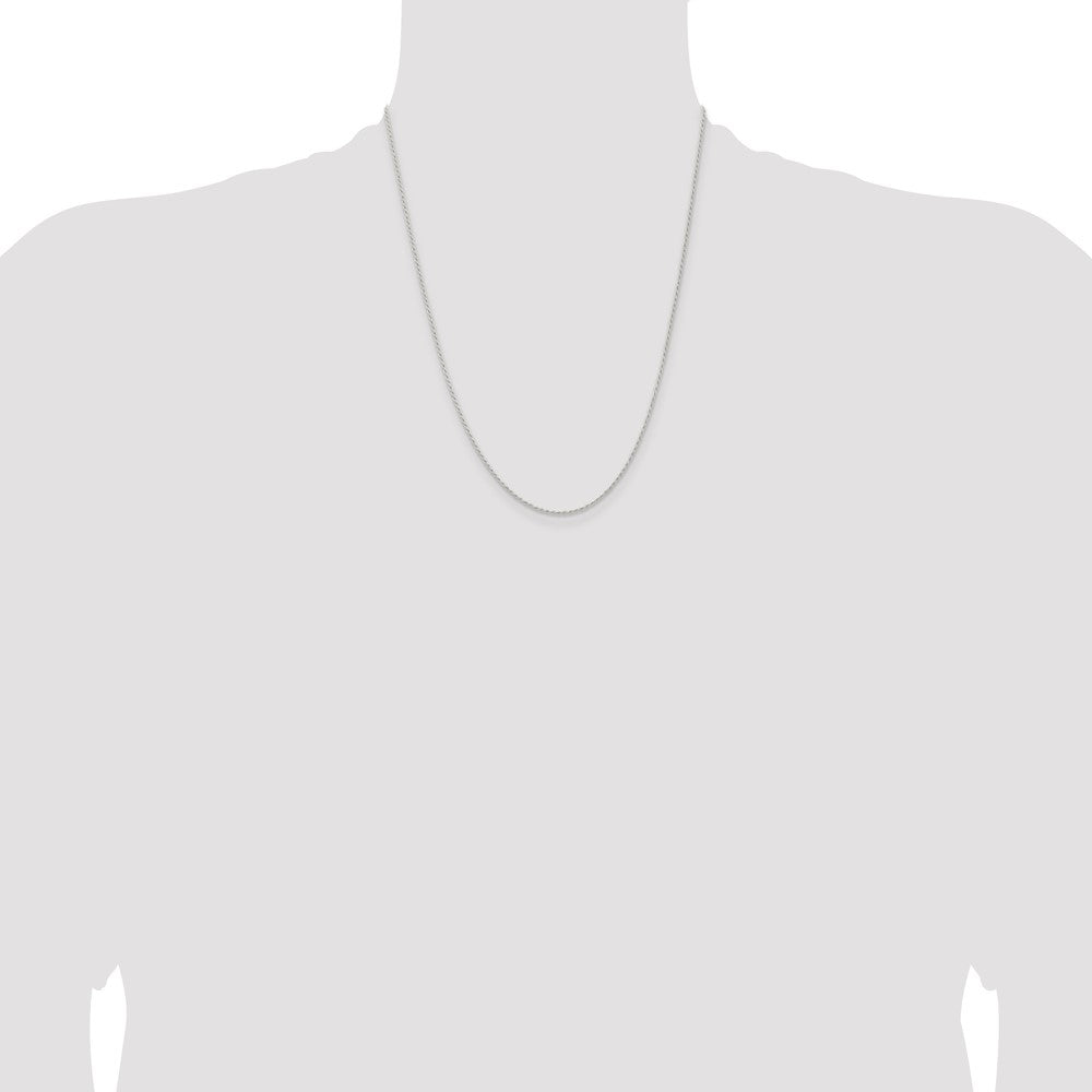 Sterling Silver 1.3mm Solid Rope Chain 22 Inches