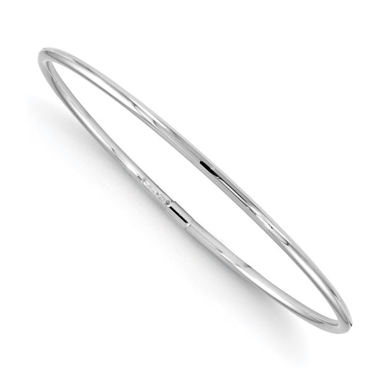 10K White Gold Slip-On Bangle 8.25  inches