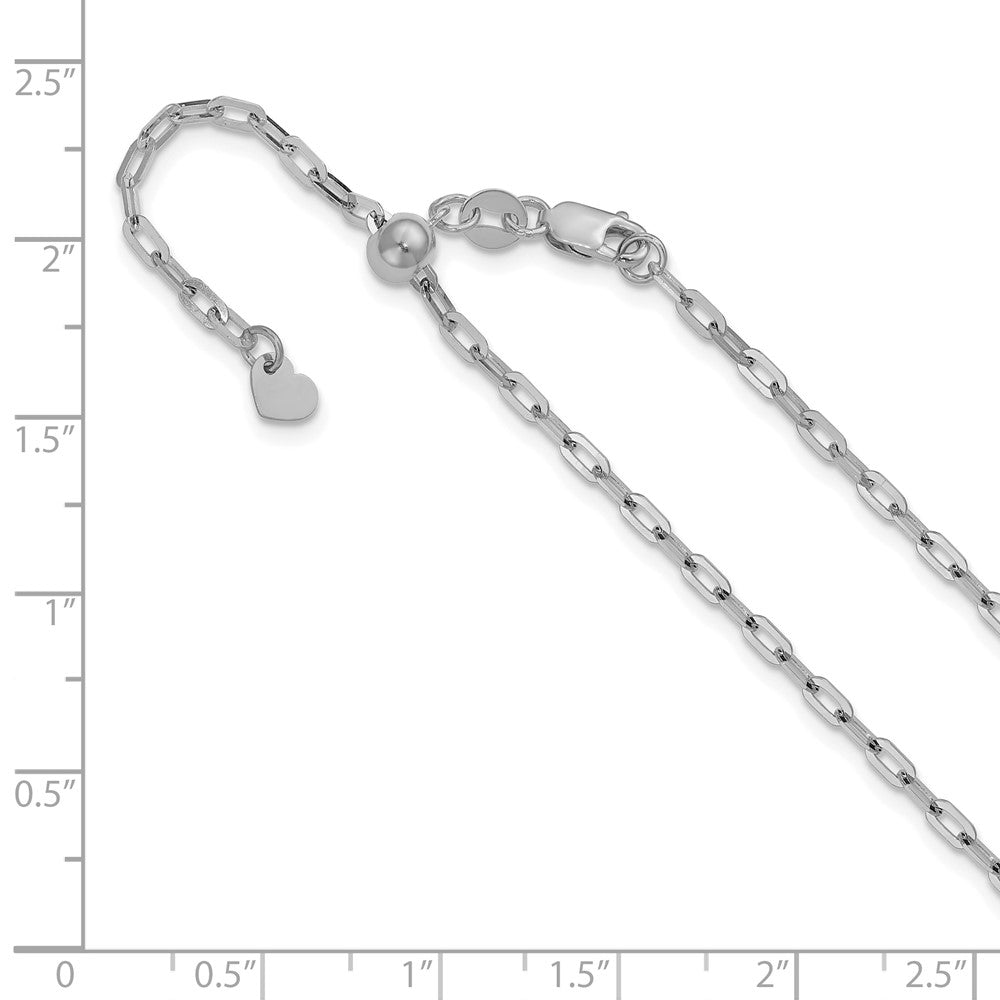 14K White Gold Adjustable 2mm Flat Cable Chain