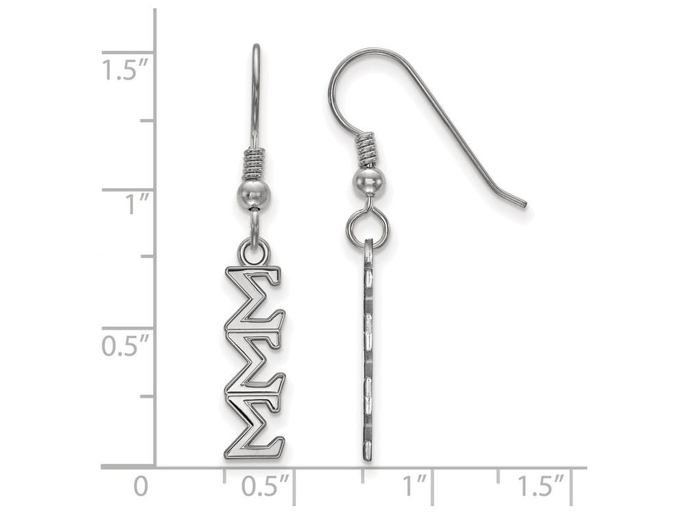 Sterling Silver Official Licensed Greek Sororities Sigma Sigma Sigma (???) Small Dangle Earrings