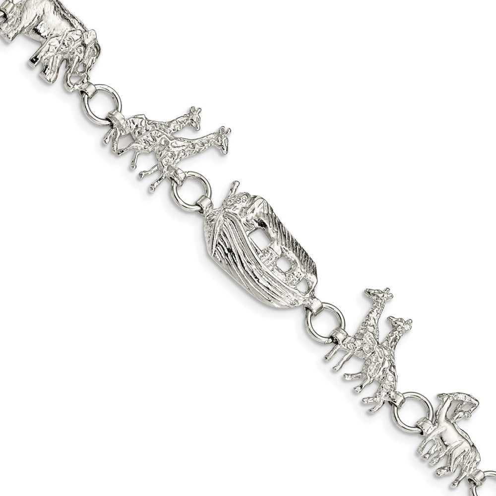 Sterling Silver Noah's Ark Bracelet 7 inches