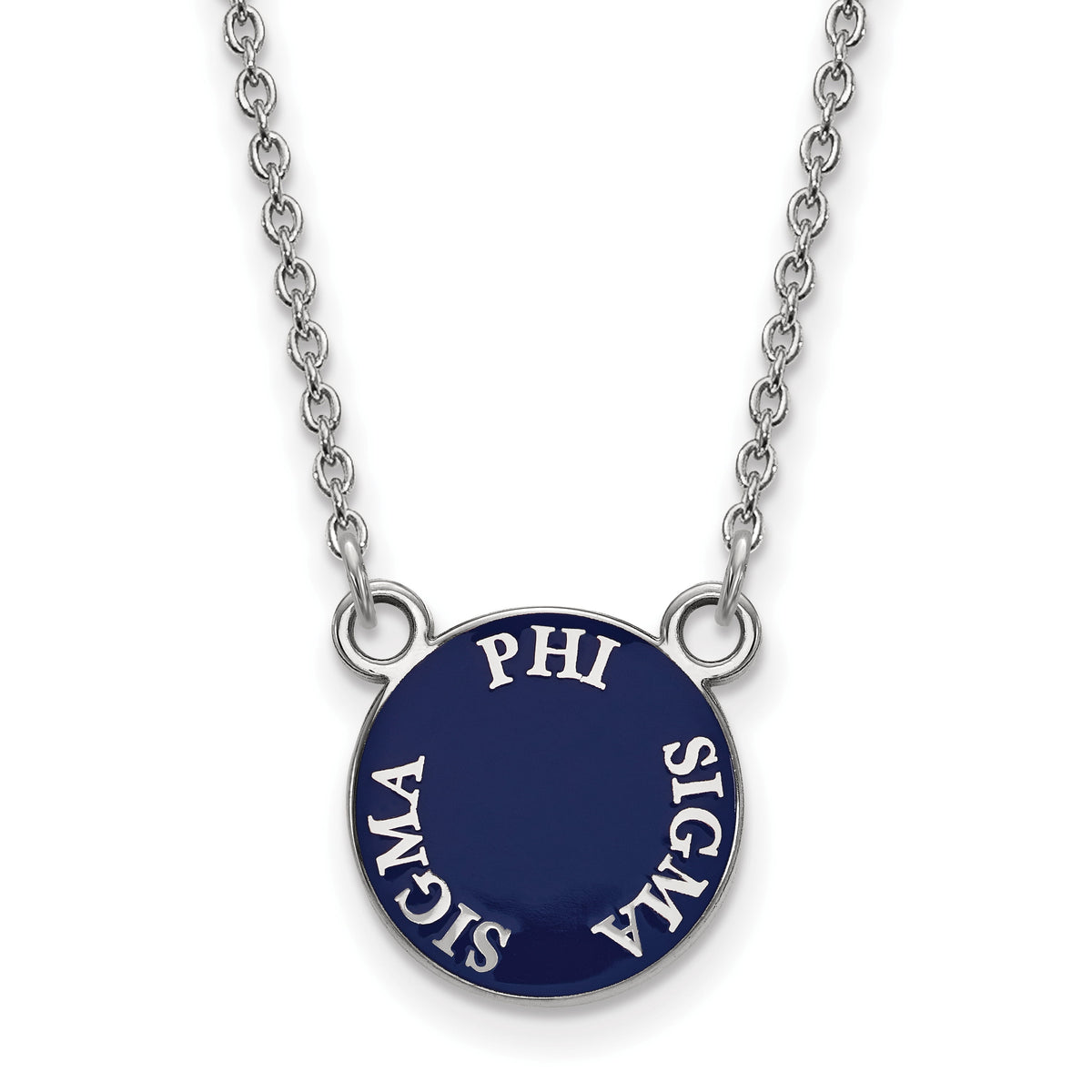 Sterling Silver 18in Official Licensed Greek Sororities Phi Sigma Sigma (???) XS Enamel Pendant w/Necklace