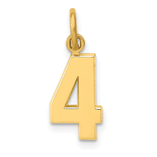 10k Small Polished Number 4 Charm