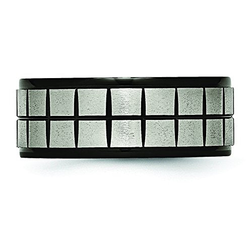 Titanium Brushed Center Black IP-plated 9mm Band Size - 8