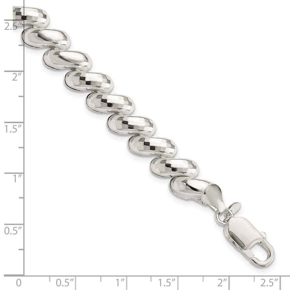 Sterling Silver Fancy Diamond-cut San Marco Bracelet 7.5 inches