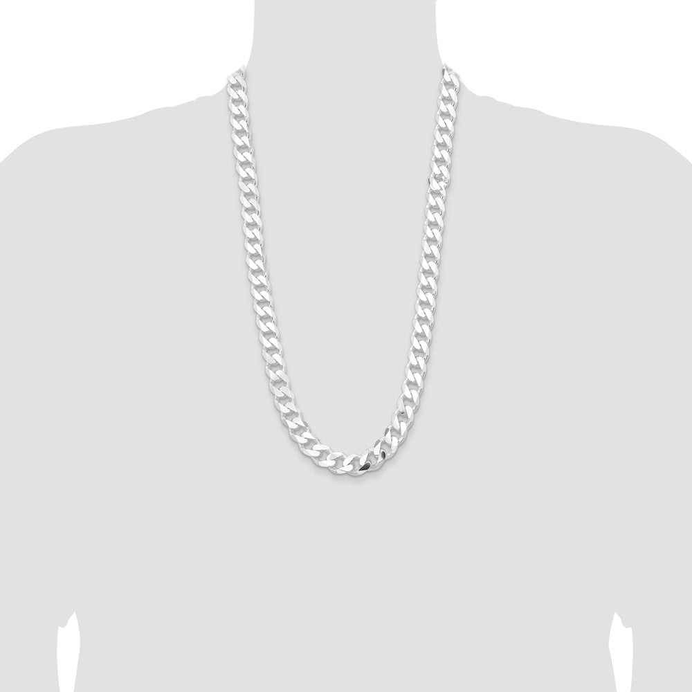 Sterling Silver Rhodium-plated 13mm Curb Chain 28 Inches