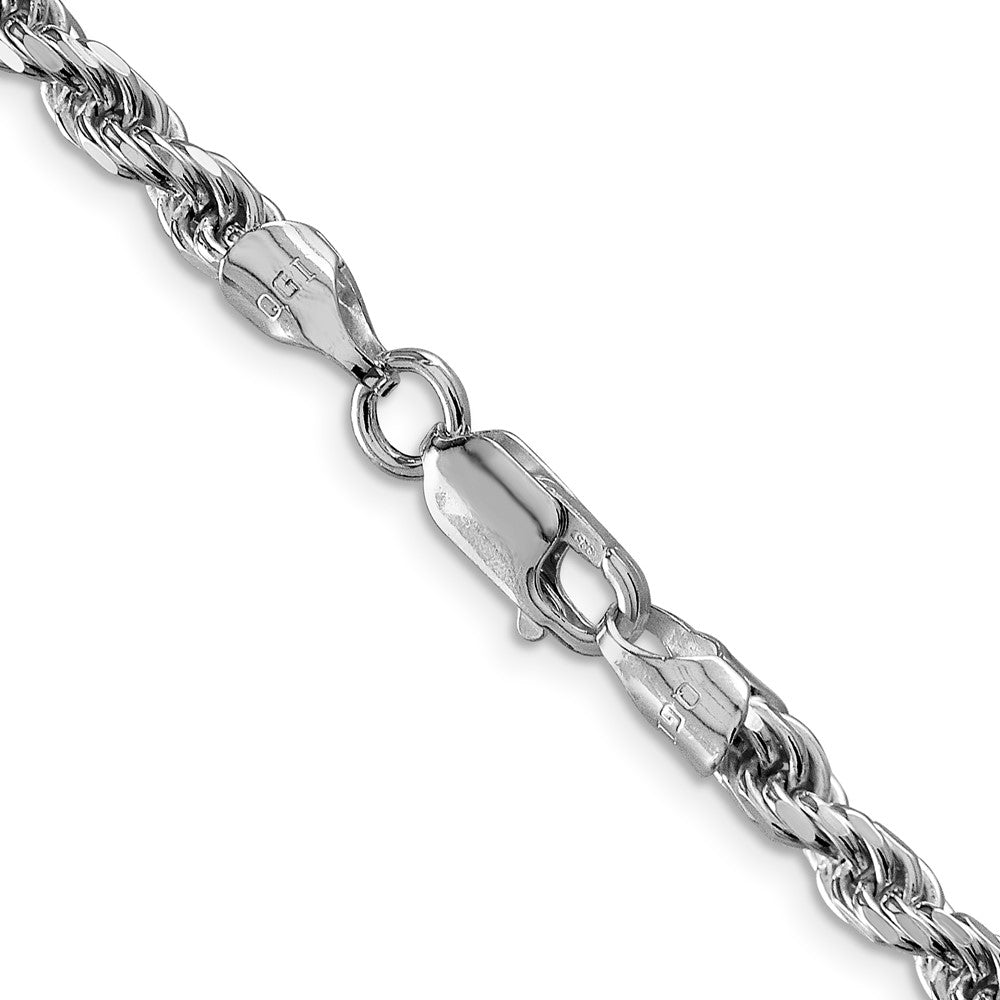 Sterling Silver Rhodium-plated 4.6mm Diamond-cut Rope Chain 30 Inches