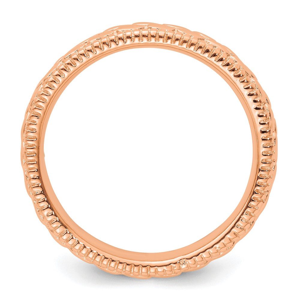 Sterling Silver Stackable Expressions Rose Gold-plated Patterned Ring Size -8