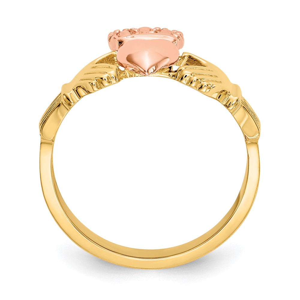 14k Two-tone Polished Claddagh Ring Size 6