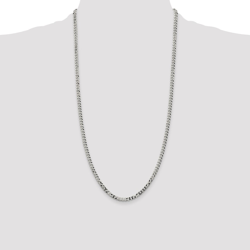 Sterling Silver 4mm Beveled Curb Chain 28 Inches