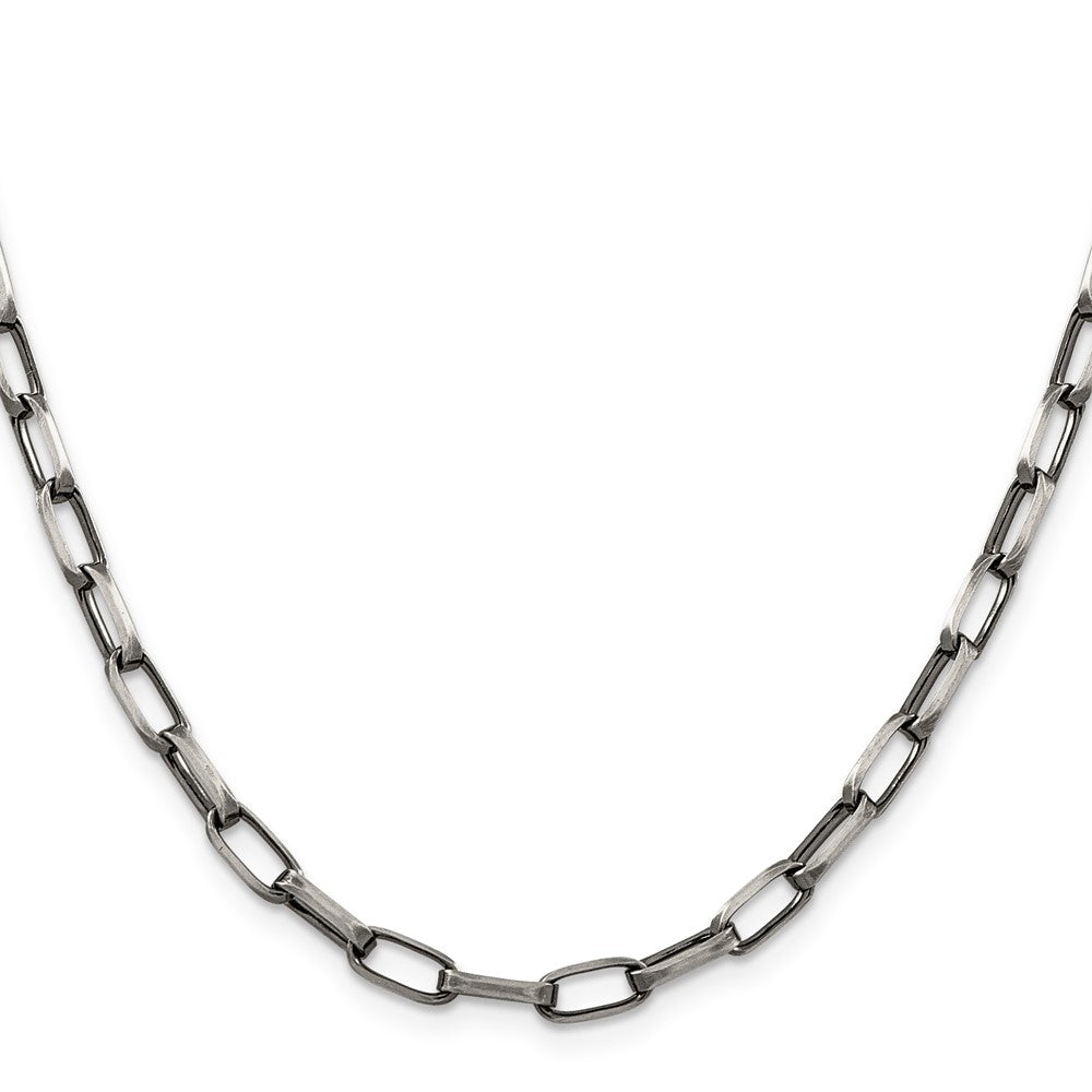 Sterling Silver Antiqued 4.8mm Elongated Open Link Chain 20 Inches