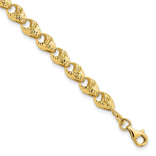 14K Diamond-cut Fancy Link Bracelet 7.5  inches