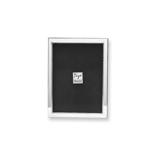 925 Sterling Silver Tarnish Resistant Beaded 5x7 Photo Frame with Finished Wood Back
