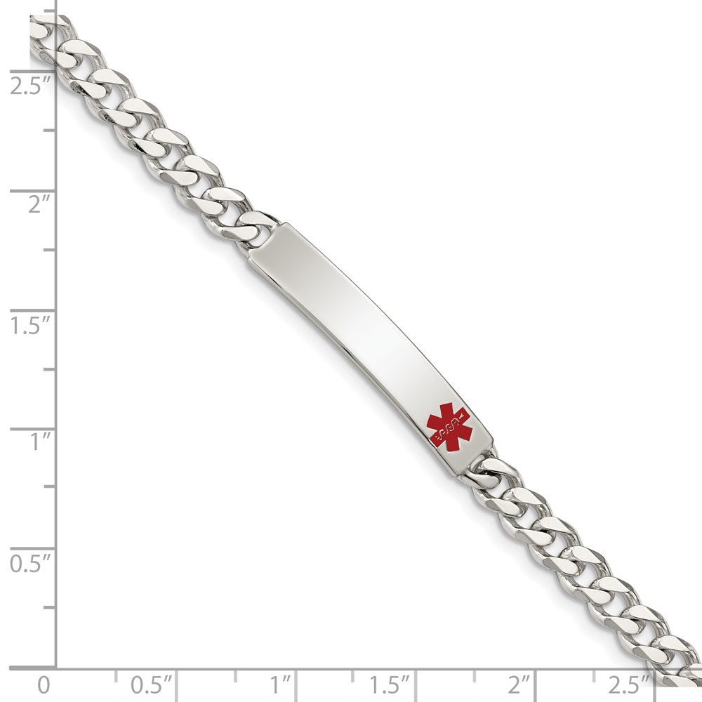 Sterling Silver Polished Medical Curb Link ID Bracelet 7.5 inches