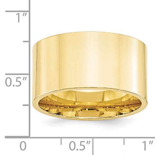 10k Yellow Gold 12mm Standard Weight Flat Comfort Fit Wedding Band Size 7