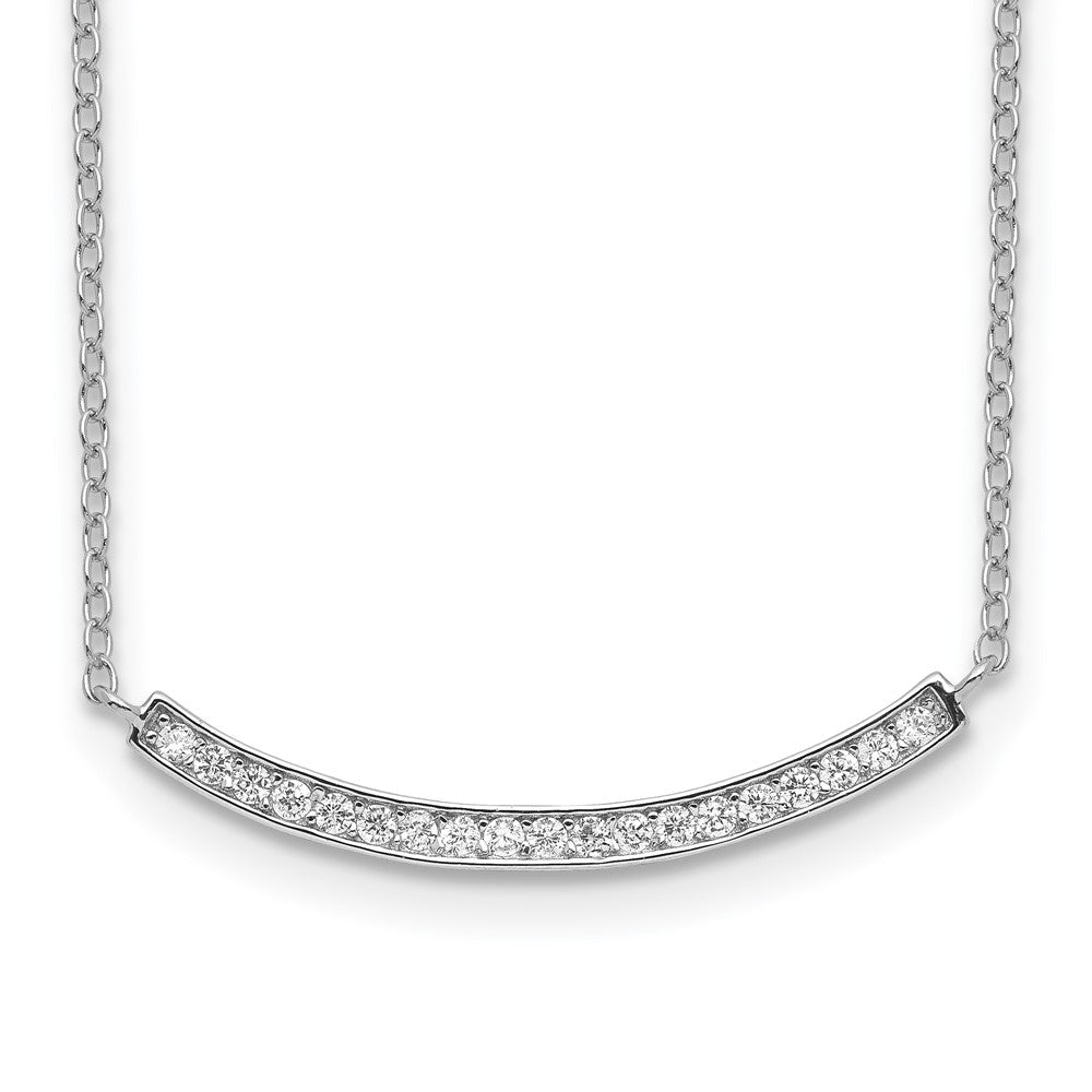 Sterling Silver Rhodium-plated CZ Fancy Bar Necklace 18 Inches