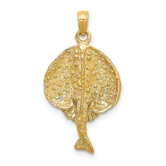 14K Textured Round Stingray Charm