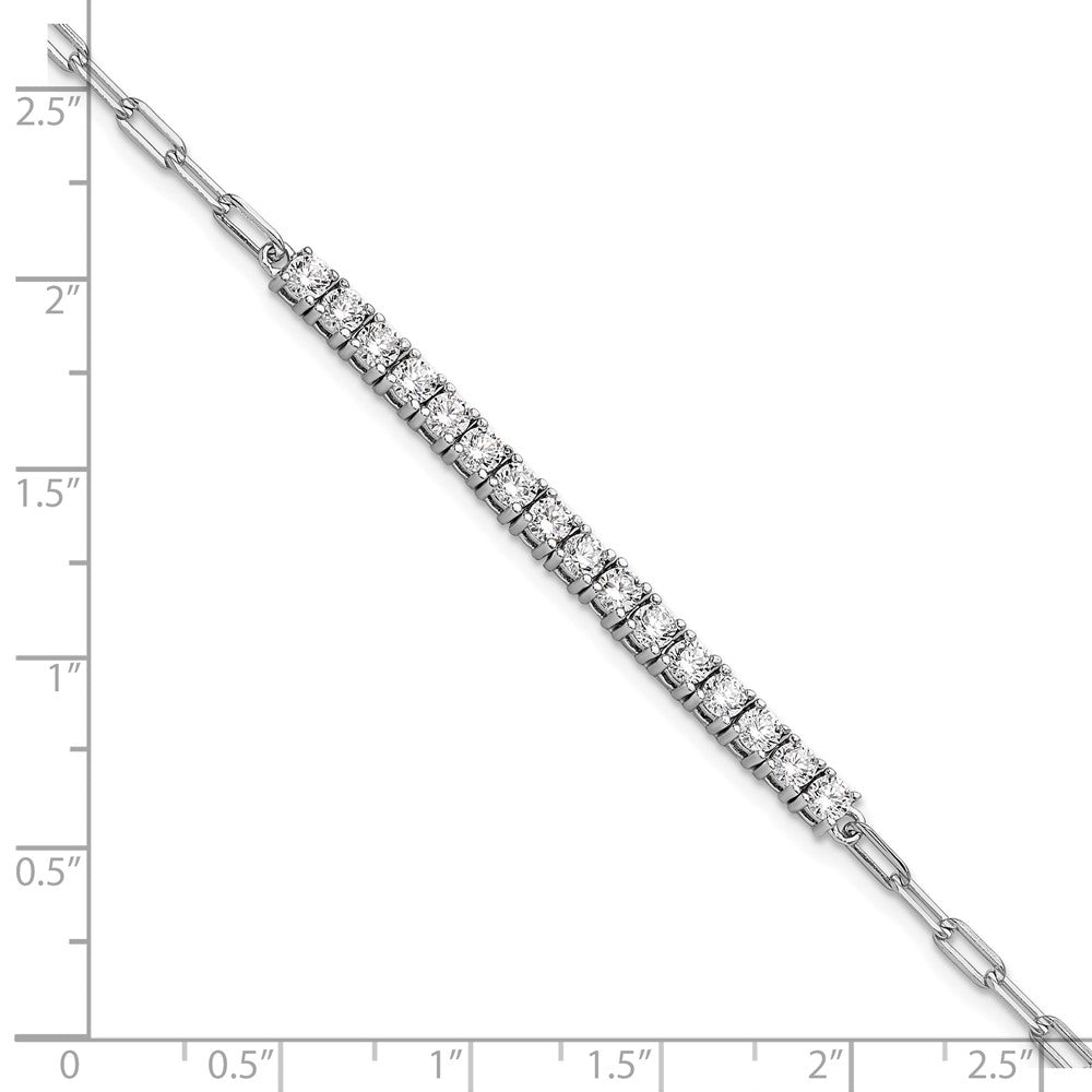 Sterling Shimmer Sterling Silver Rhodium-plated CZ 16 Stone 7 inch Paperclip Link Bracelet 7 inches