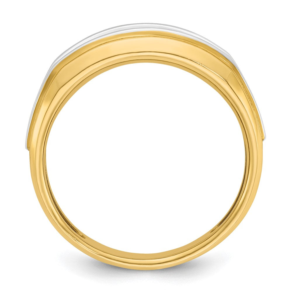 IBGoodman 14k with White Rhodium Men's Polished 7-Stone Ring Mounting