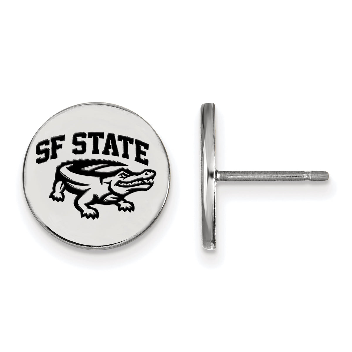 Sterling Silver Official Licensed Collegiate San Francisco State U Small Enamel Disc Earrings