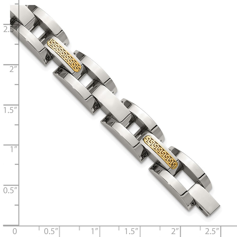 Chisel Stainless Steel Polished with 14K Gold Accent 8.25 inch Link Bracelet 8.25 inches