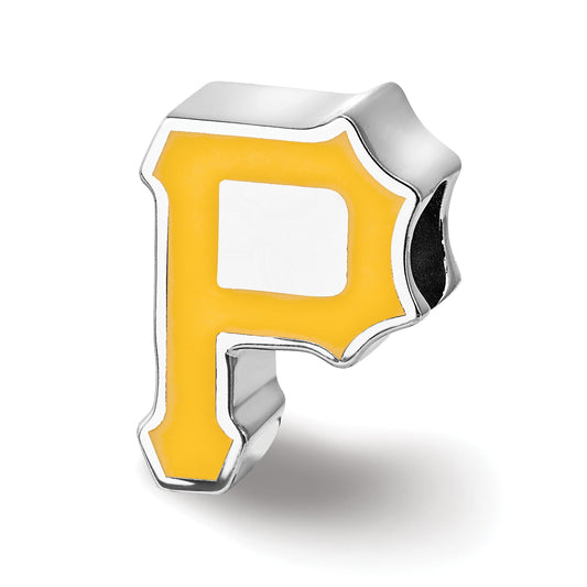 Sterling Silver Rhodium Plated Major League Baseball LogoArt Pittsburgh Pirates Enameled Bead