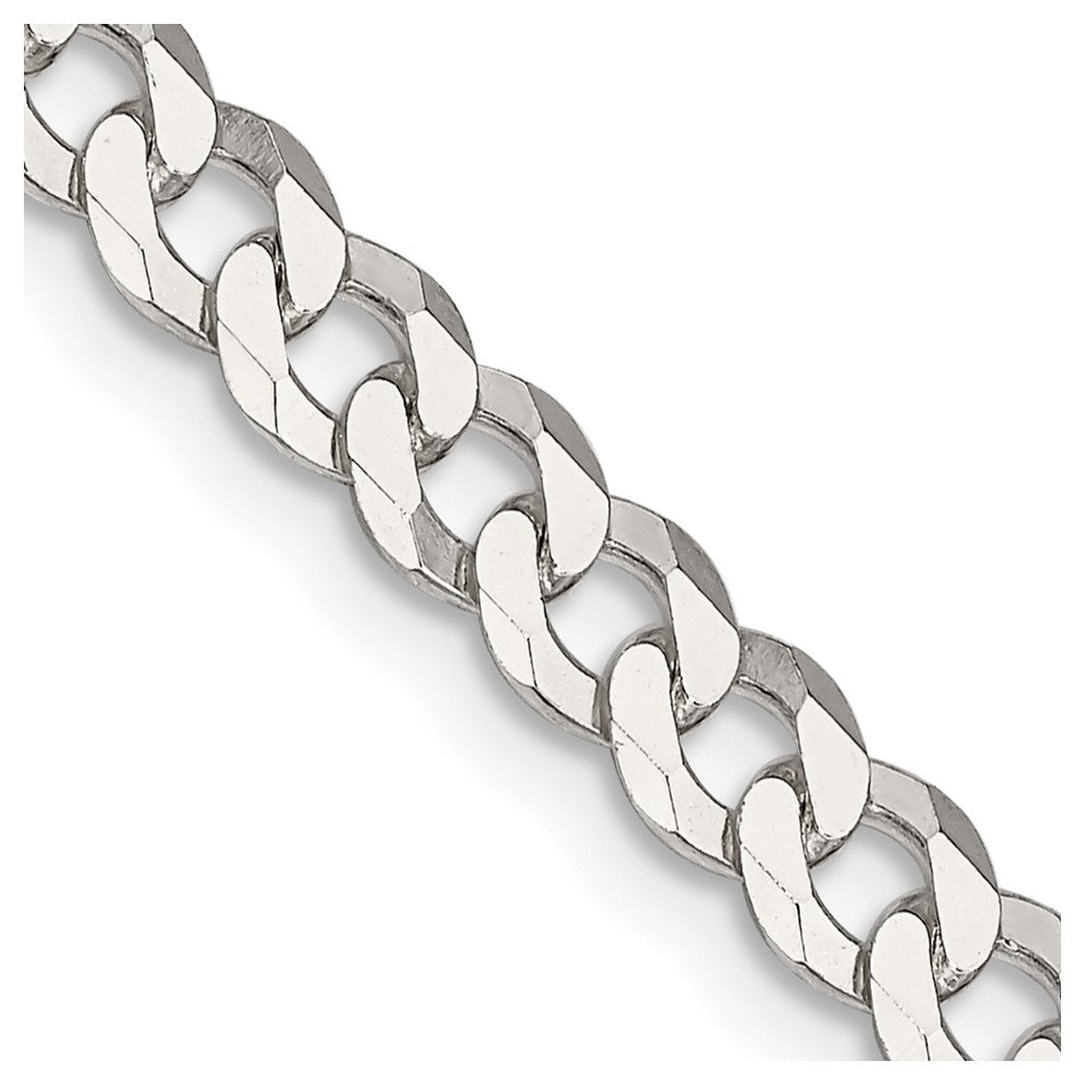Sterling Silver 5mm Beveled Curb Chain 18 Inches