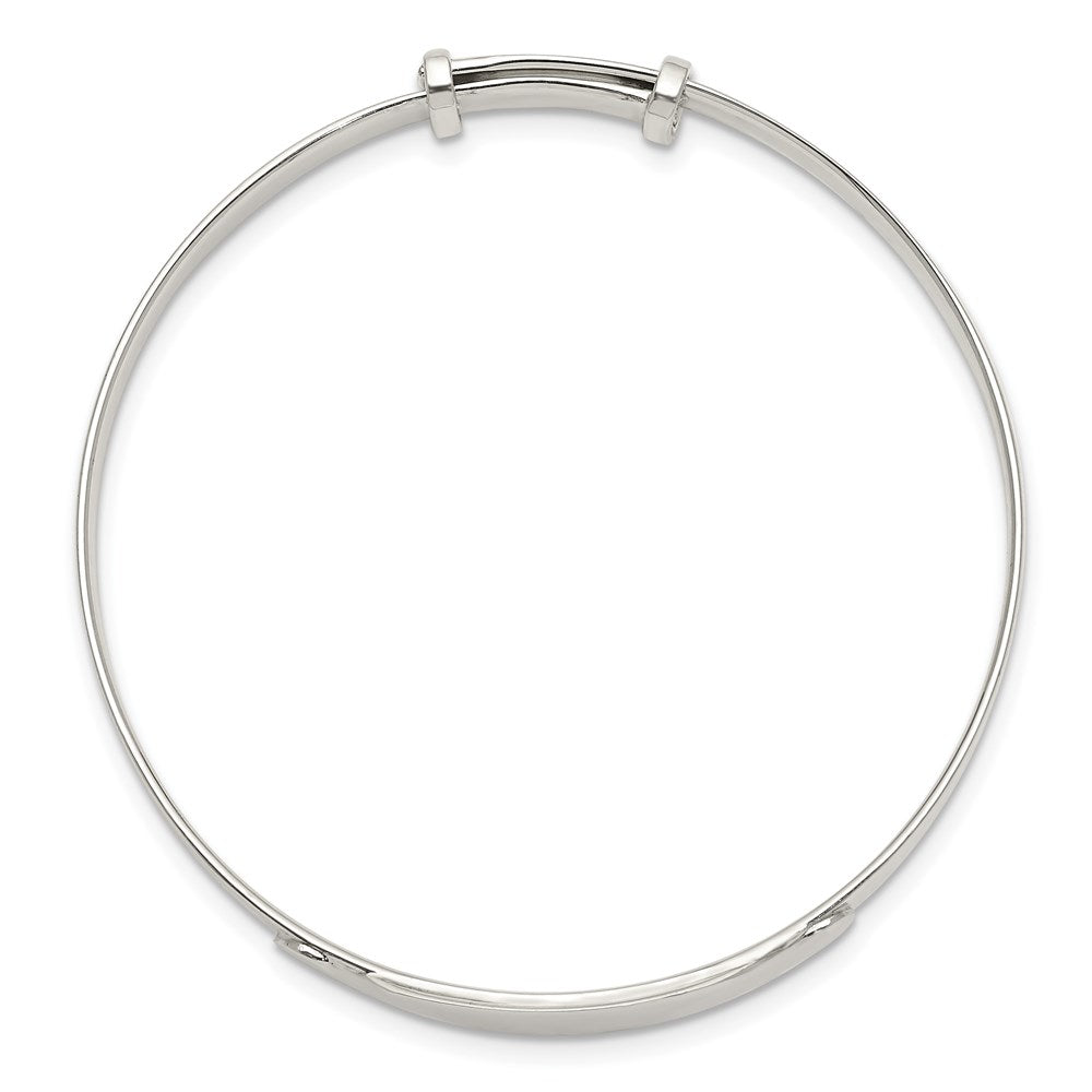Sterling Silver Polished Adjustable ID Baby Bangle Bracelet 6 inches