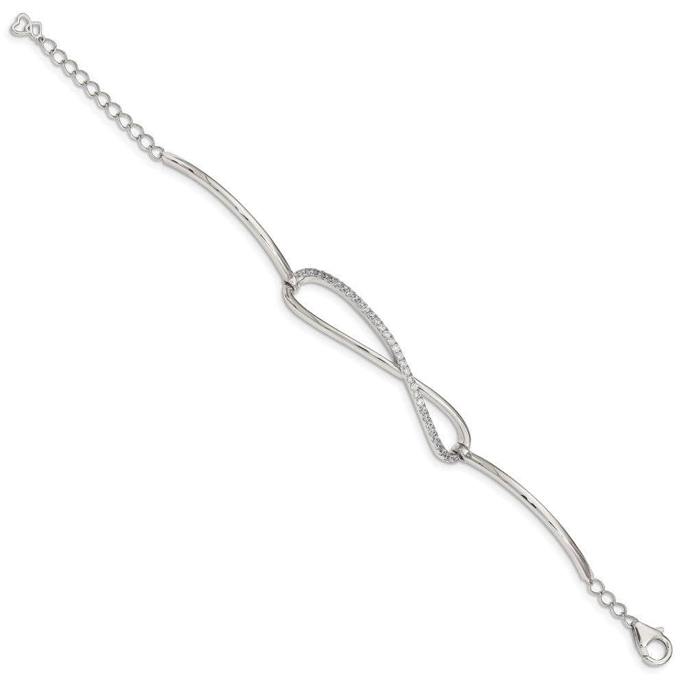Sterling Shimmer Sterling Silver Rhodium-plated 33 Stone CZ Infinity Symbol Bracelet 7 inches