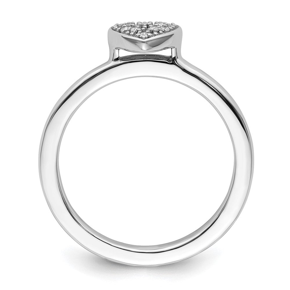 Sterling Silver Stackable Expressions Heart Diamond Ring Size -7