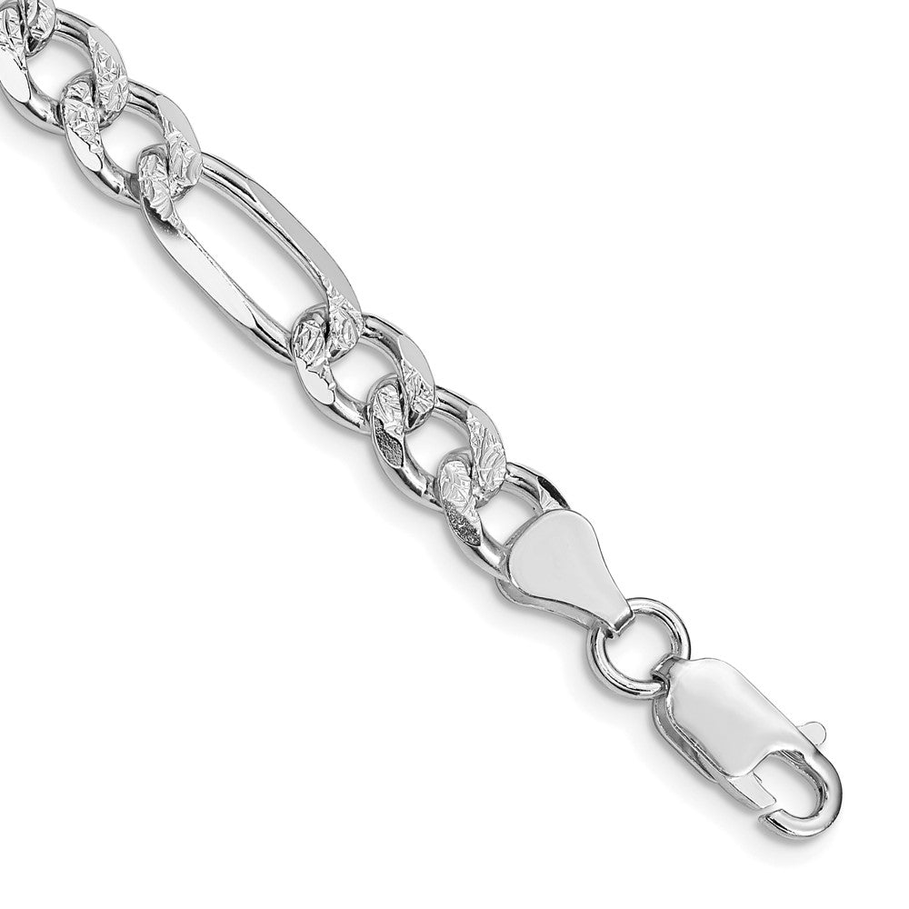 Sterling Silver Rhodium-plated 7.25mm Pav‚ Flat Figaro Chain