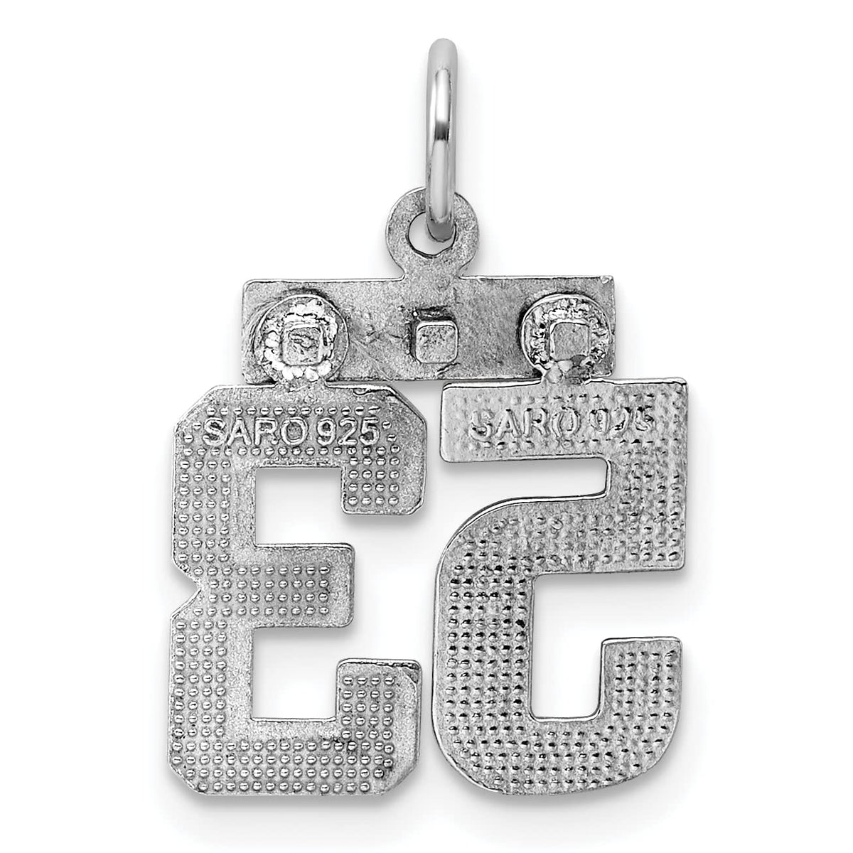 Sterling Silver Rhodium-plated Diamond-cut #53 Charm