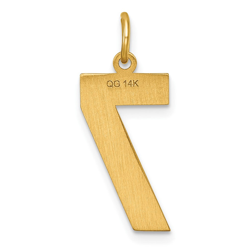 14k Large Brushed Diamond-cut  Number 7 Charm