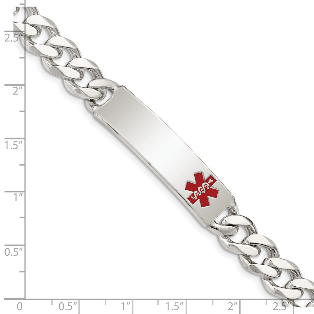 Sterling Silver Polished Medical Curb Link ID Bracelet 8.5 inches