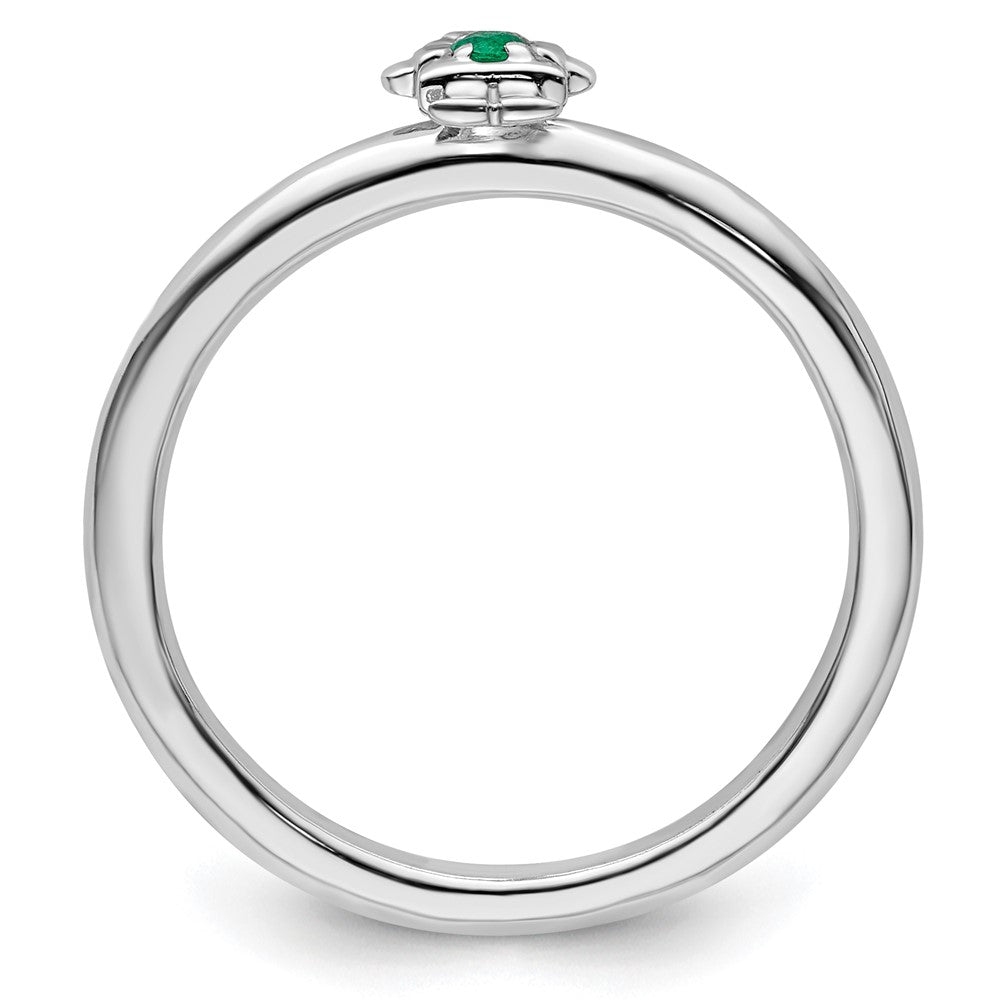 Sterling Silver Stackable Expressions Rhodium Cr. Emerald Girl Ring