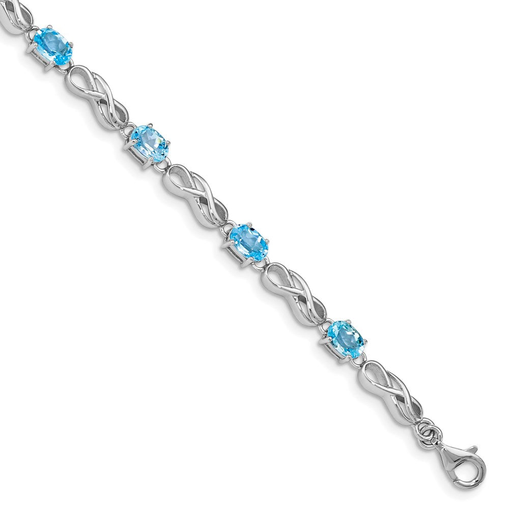 Sterling Silver Rhodium-plated Blue Topaz Figure 8 Bracelet 7 inches