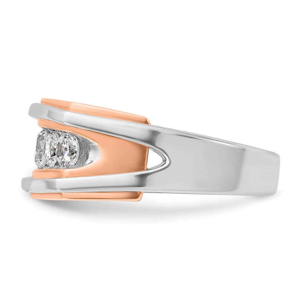 IBGoodman 14k Two Tone Rose and White Gold 1 carat Lab Grown Diamond VS/SI+ G+ Complete Five Stone Cut Out Men's Ring