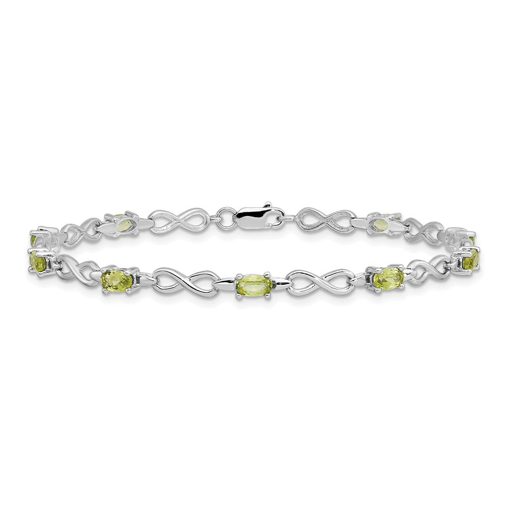 Sterling Silver Rhodium-plated Peridot Bracelet 7 inches